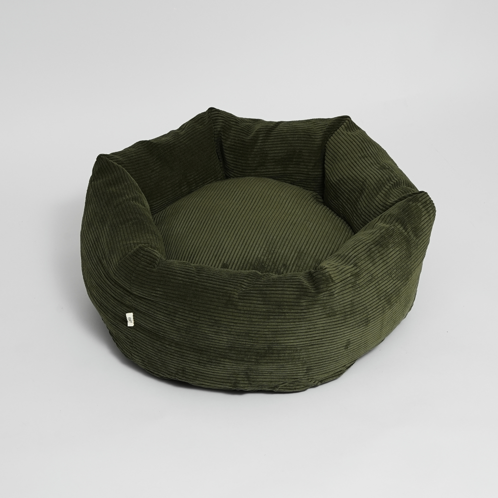 Cuccia per cani Luna 3.0 in velluto a coste verde muschio: Piccolo Plus