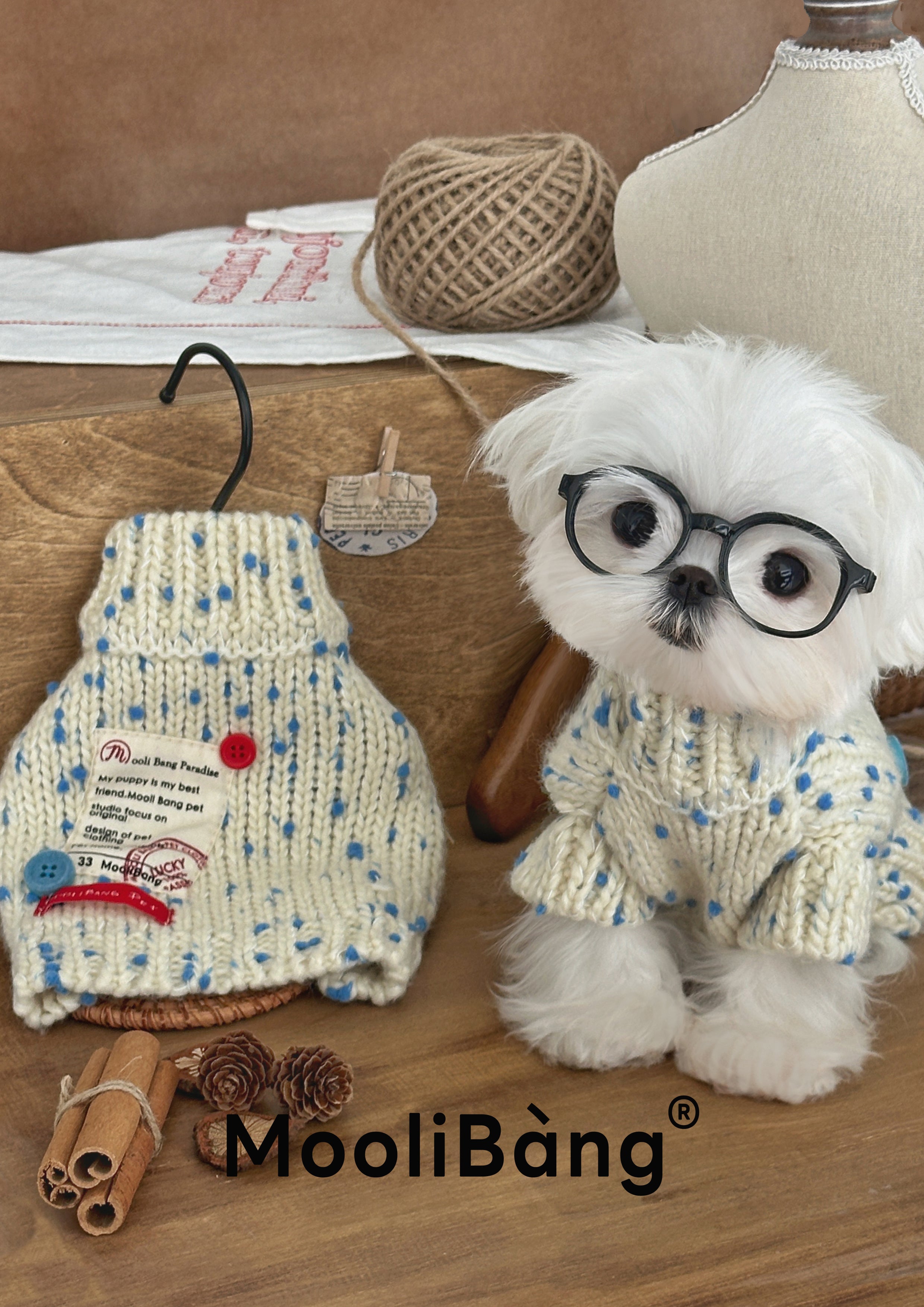 Maglioncino per Cani “Blue Polka Dots”