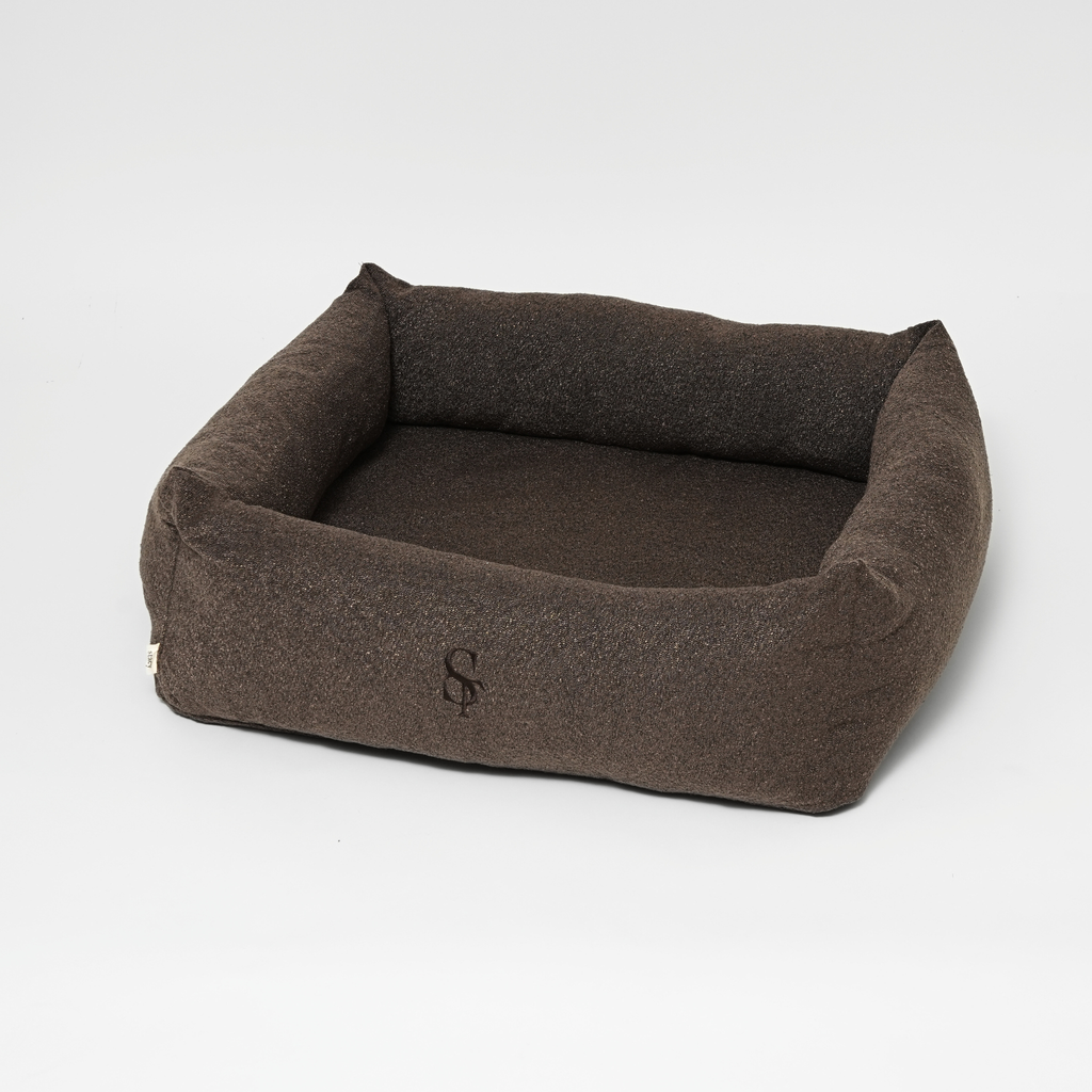 Cuccia Vera per cani, bouclé castagna