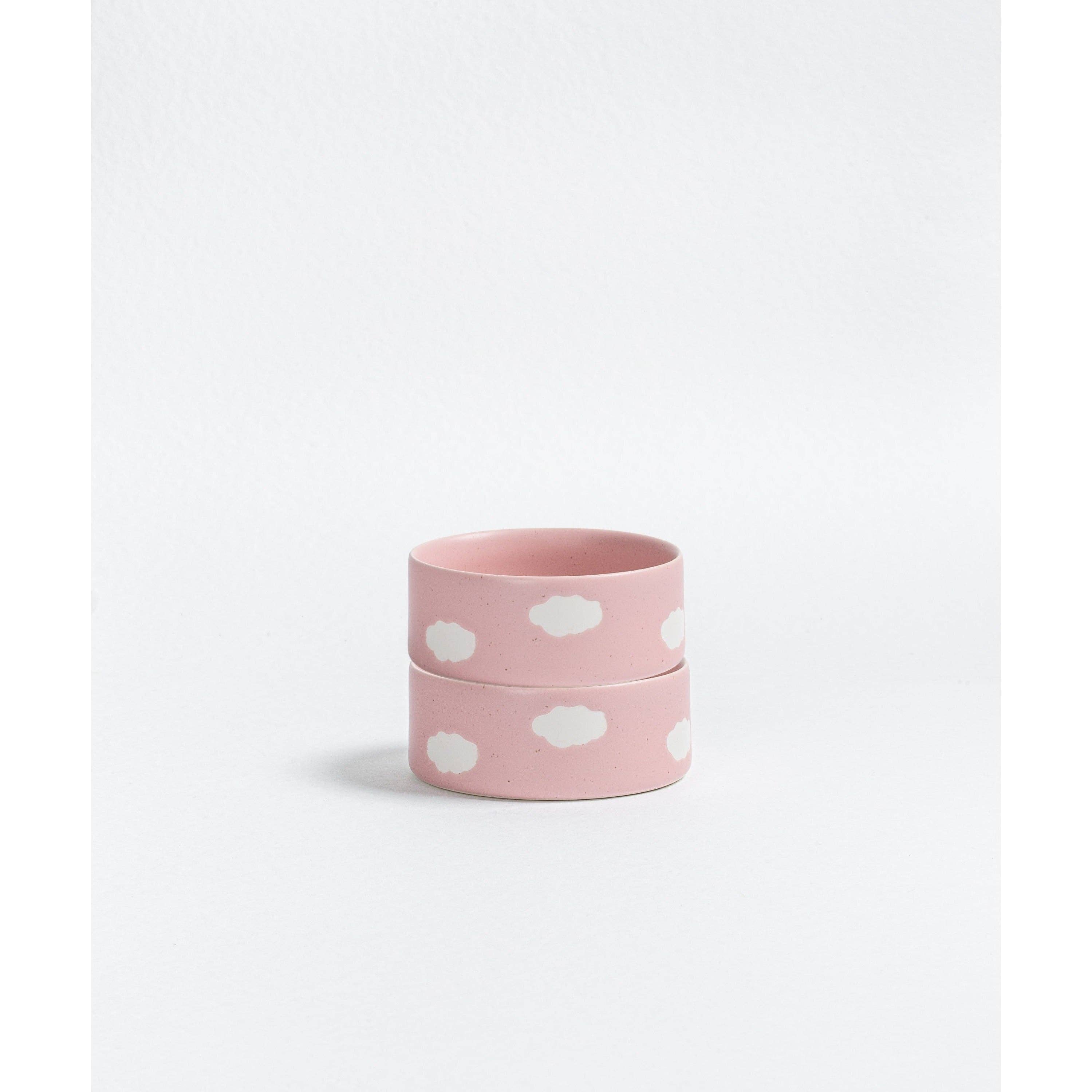 Set of 2 Pink Cloud Pet Bowls 14 cm