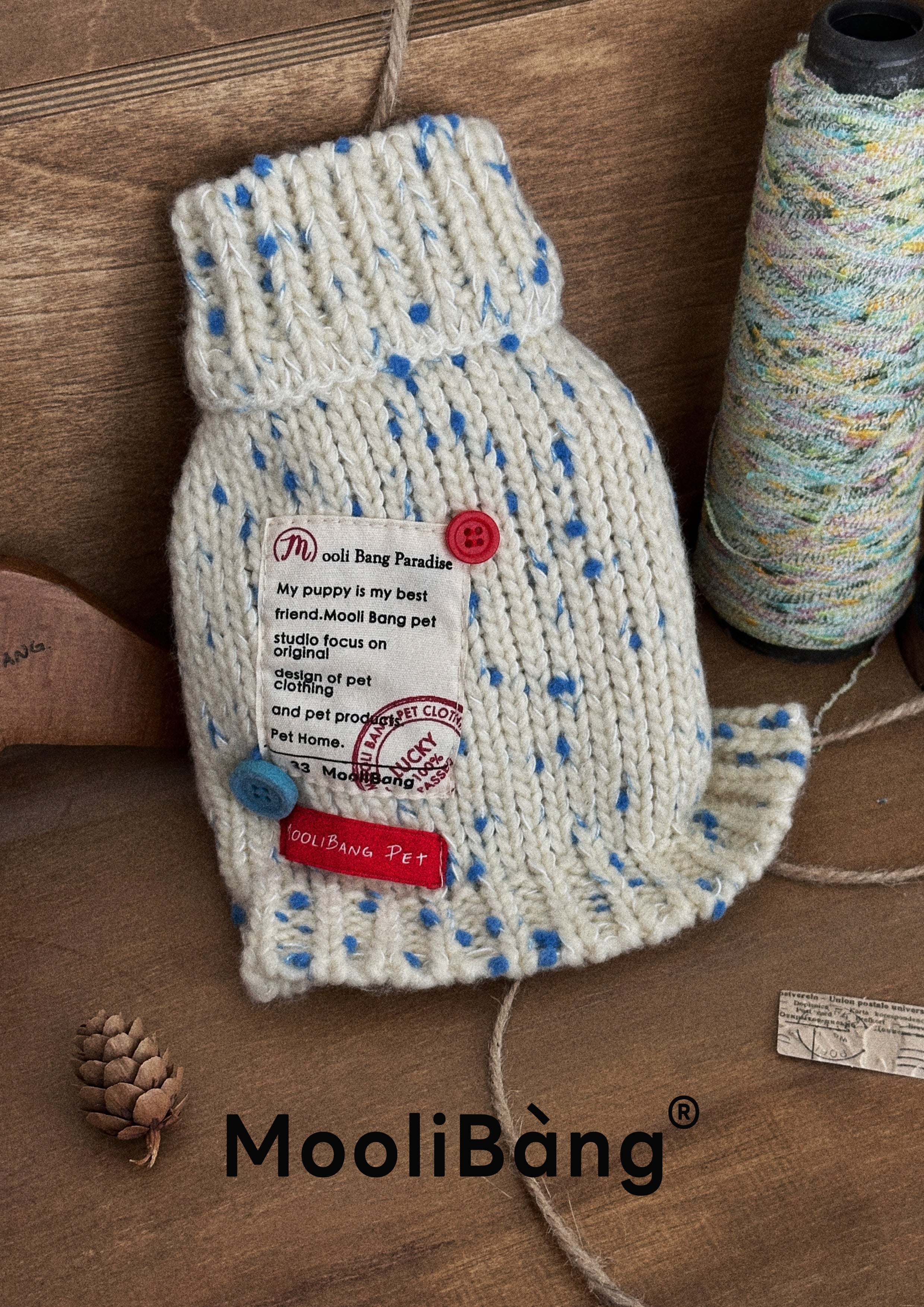 Maglioncino per Cani “Blue Polka Dots”