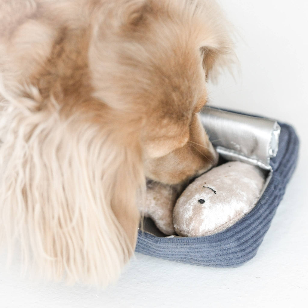 SARDINE // GIOCATTOLO DI ARRICCHIMENTO PER CANI // Giocattolo con squeaker + snuffle